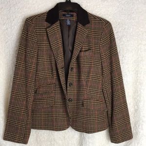 Chaps Houndstooth Print Wool Blend Blazer